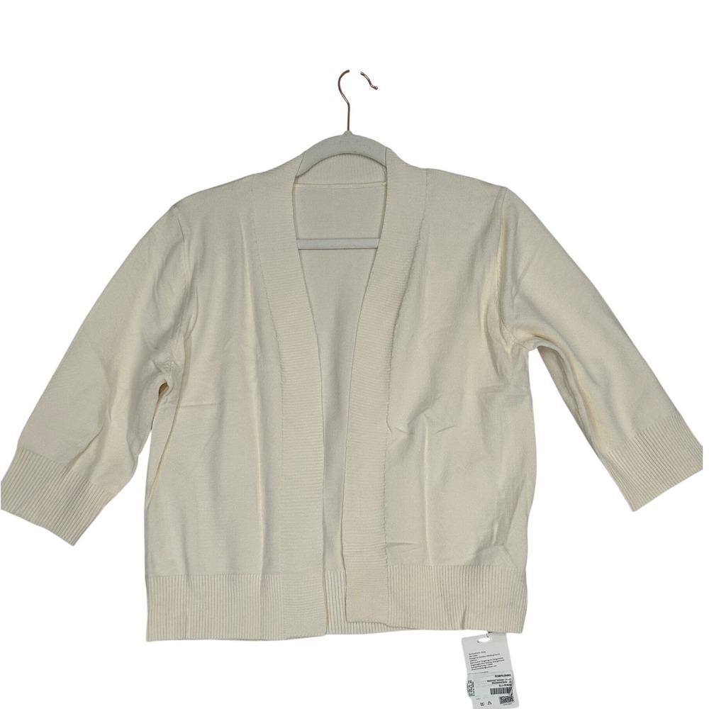 Kohl's Yesfashion‎ Cream Colored 3/4 Sleeves Open Front Cardigan Women's M NWT